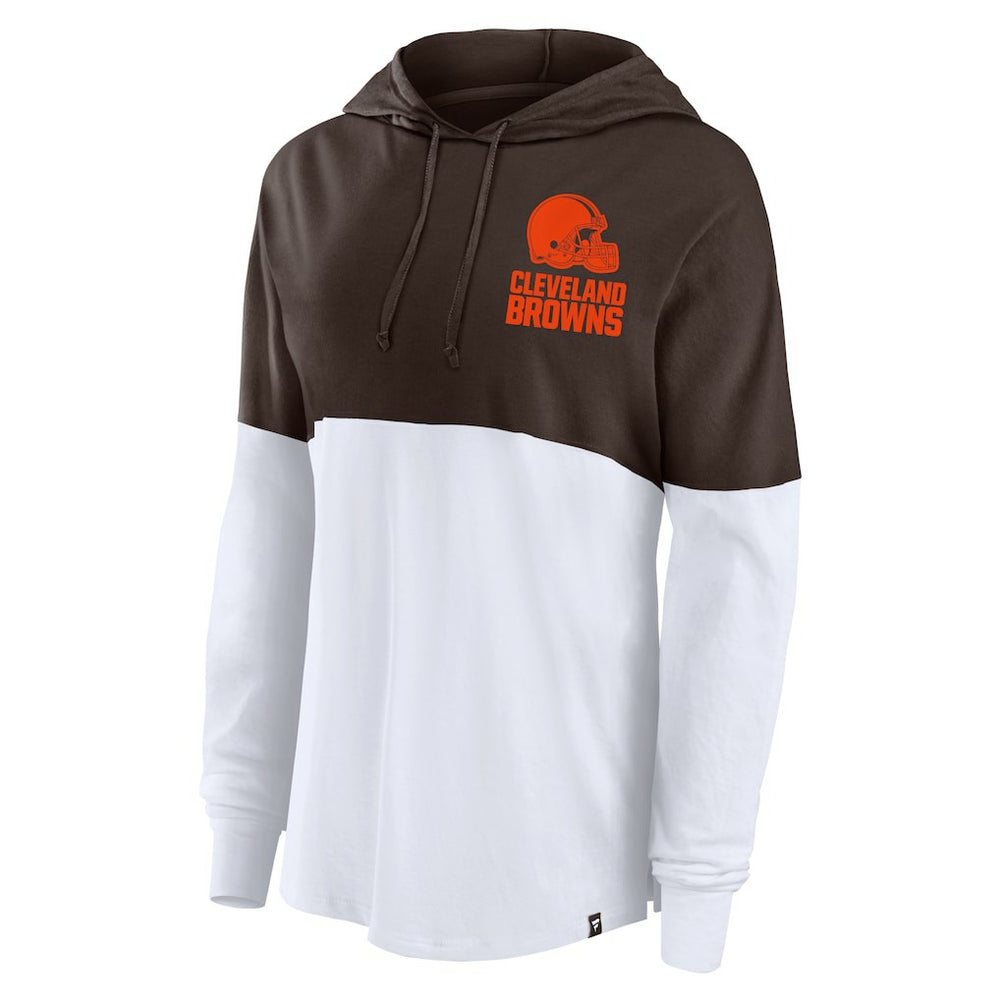 Cleveland Browns Women's Backup Option Long Sleeve Hoodie T-Shirt - Brown/White cheap