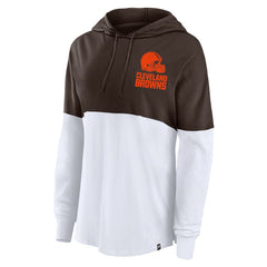 Cleveland Browns Women's Backup Option Long Sleeve Hoodie T-Shirt - Brown/White cheap