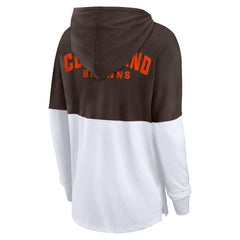 Cleveland Browns Women's Backup Option Long Sleeve Hoodie T-Shirt - Brown/White cheap