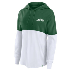 New York Jets Women's Backup Option Long Sleeve Hoodie T-Shirt - Green/White on sale