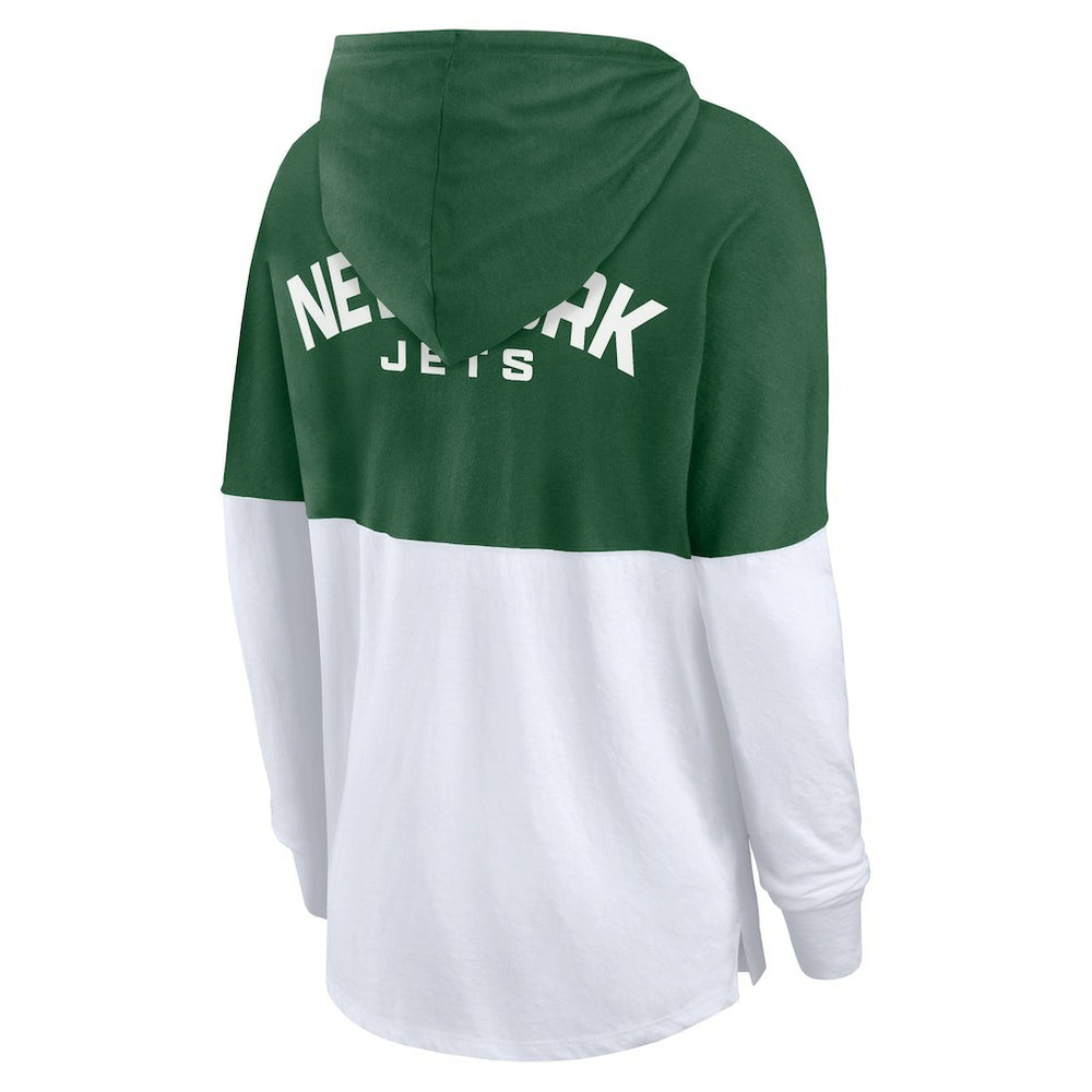New York Jets Women's Backup Option Long Sleeve Hoodie T-Shirt - Green/White on sale