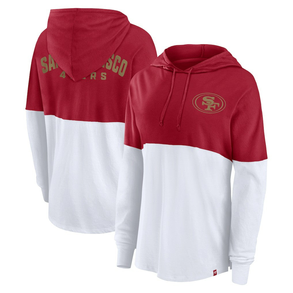 San Francisco 49ers Women's Backup Option Long Sleeve Hoodie T-Shirt - Scarlet/White on sale