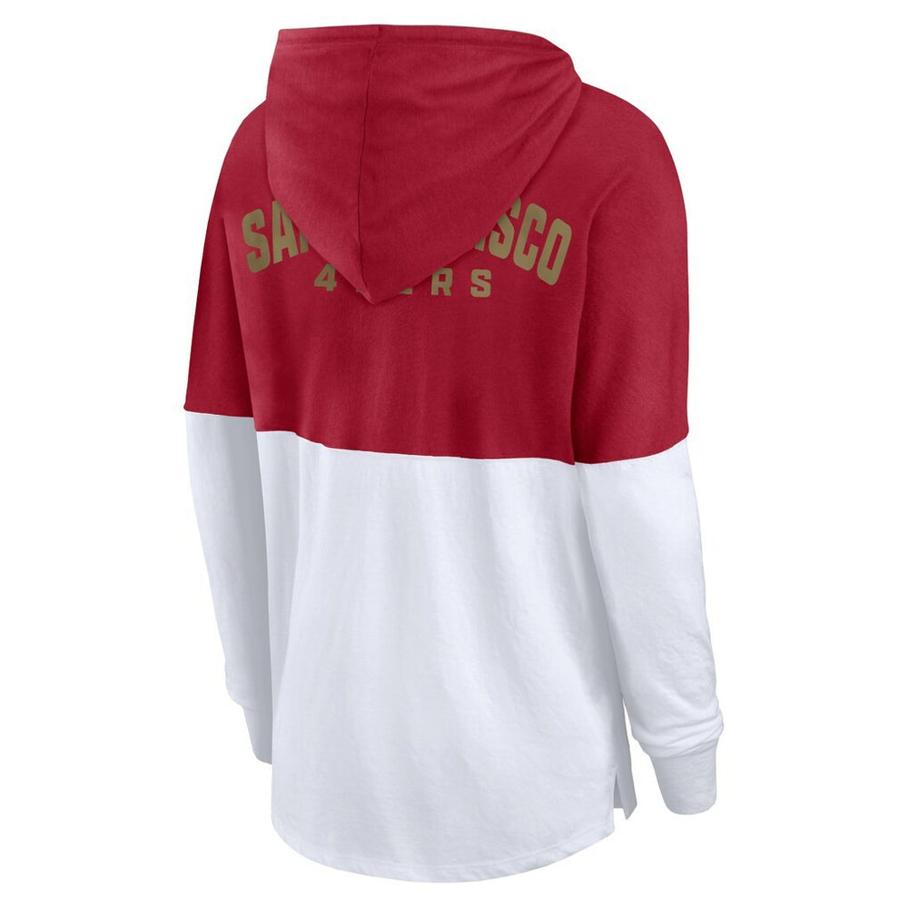 San Francisco 49ers Women's Backup Option Long Sleeve Hoodie T-Shirt - Scarlet/White on sale