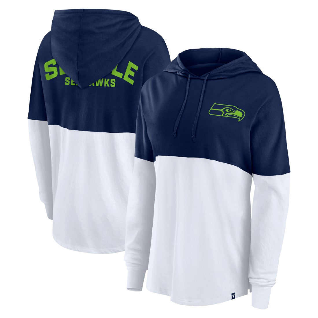 Seattle Seahawks Women's Backup Option Long Sleeve Hoodie T-Shirt - College Navy/White discount