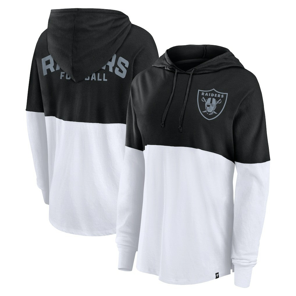Las Vegas Raiders Women's Backup Option Long Sleeve Hoodie T-Shirt - Black/White cheap