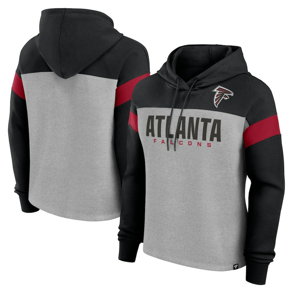 Atlanta Falcons Women's Bold Play Call Pullover Hoodie - Heather Gray/Black cheap