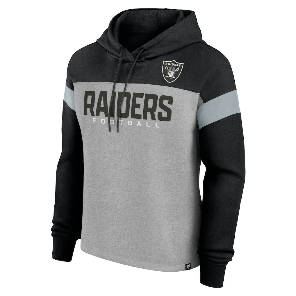 Las Vegas Raiders Women's Bold Play Call Pullover Hoodie - Heather Gray/Black discount