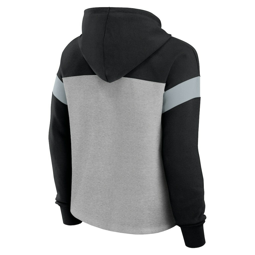 Las Vegas Raiders Women's Bold Play Call Pullover Hoodie - Heather Gray/Black discount