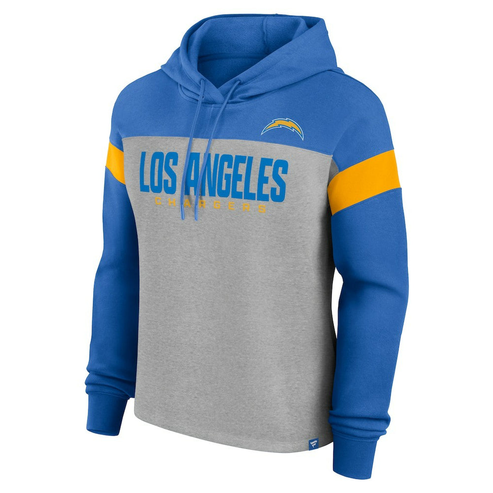 Los Angeles Chargers Women's Bold Play Call Pullover Hoodie - Heather Gray/Powder Blue outlet