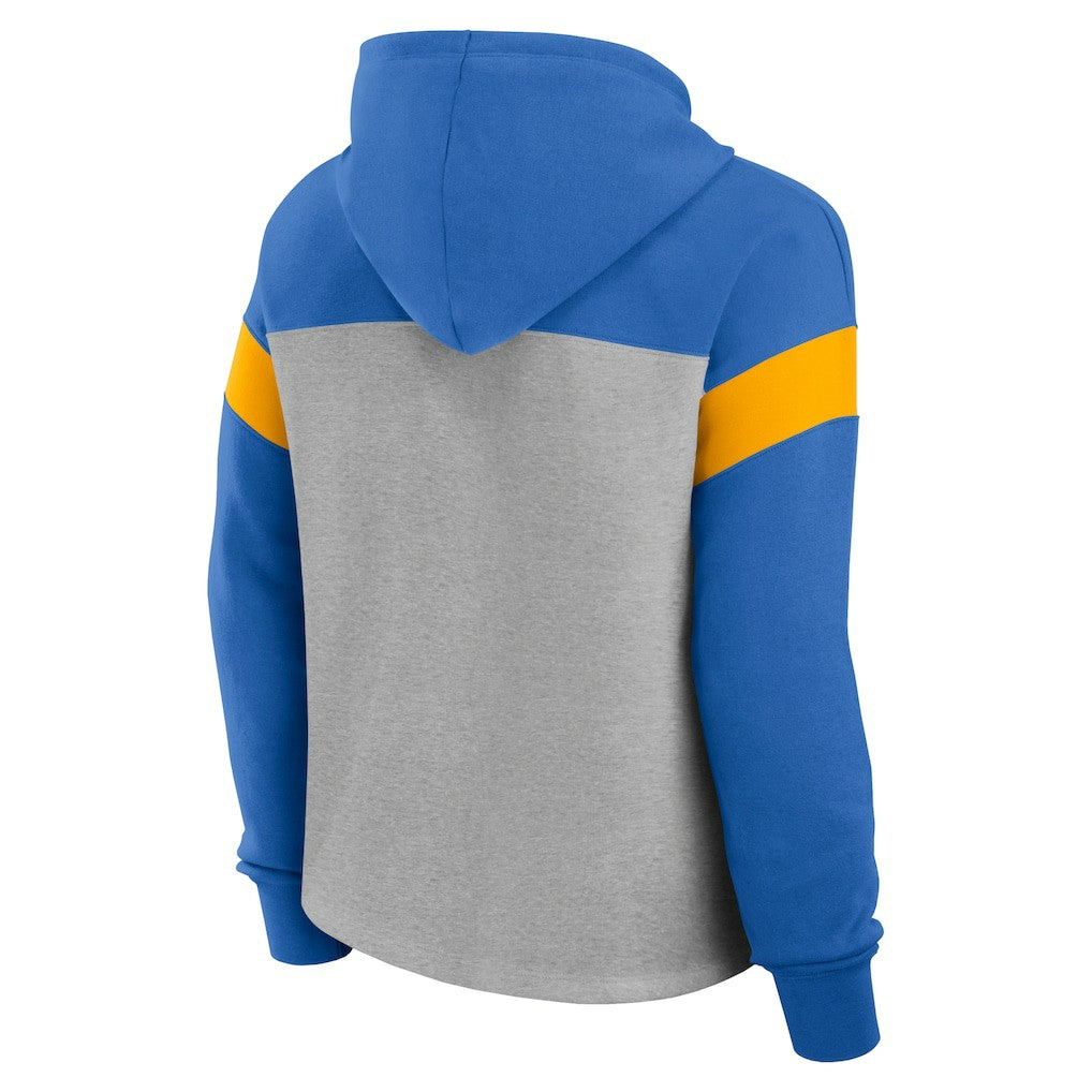 Los Angeles Chargers Women's Bold Play Call Pullover Hoodie - Heather Gray/Powder Blue outlet