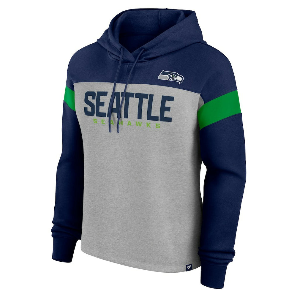 Seattle Seahawks Women's Bold Play Call Pullover Hoodie - Heather Gray/College Navy sale