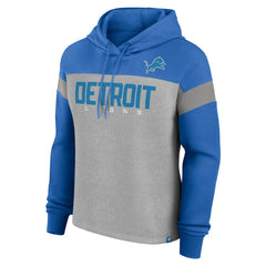 Detroit Lions Women's Bold Play Call Pullover Hoodie - Heather Gray/Blue on sale