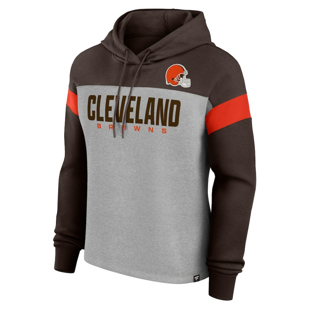 Cleveland Browns Women's Bold Play Call Pullover Hoodie - Heather Gray/Brown discount
