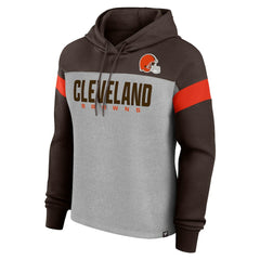 Cleveland Browns Women's Bold Play Call Pullover Hoodie - Heather Gray/Brown discount