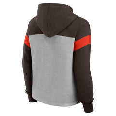 Cleveland Browns Women's Bold Play Call Pullover Hoodie - Heather Gray/Brown discount