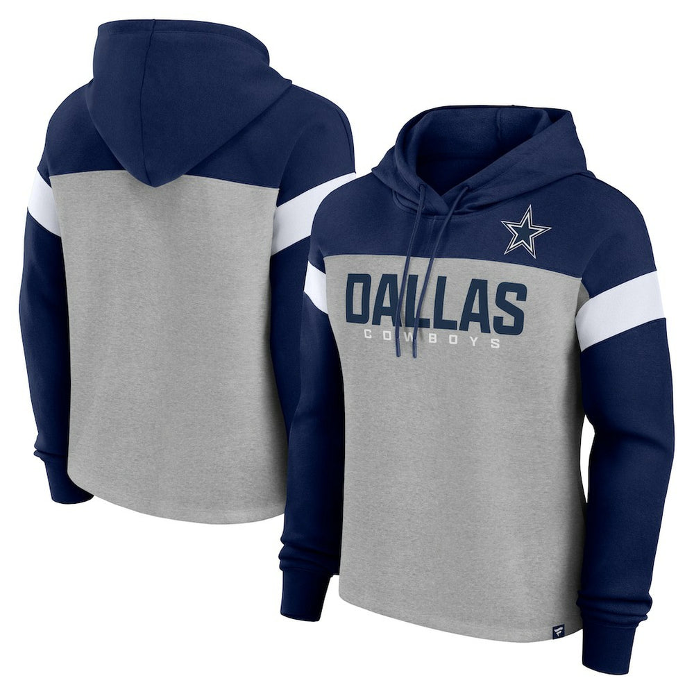 Dallas Cowboys Women's Bold Play Call Pullover Hoodie - Heather Gray/Navy sale