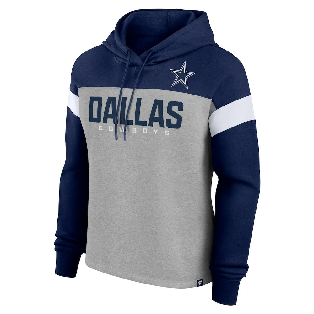 Dallas Cowboys Women's Bold Play Call Pullover Hoodie - Heather Gray/Navy sale