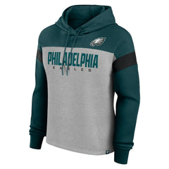 Philadelphia Eagles Women's Bold Play Call Pullover Hoodie - Heather Gray/Midnight Green on sale