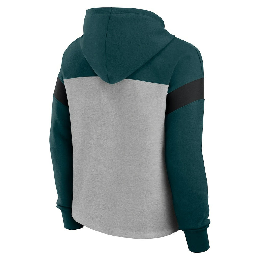 Philadelphia Eagles Women's Bold Play Call Pullover Hoodie - Heather Gray/Midnight Green on sale