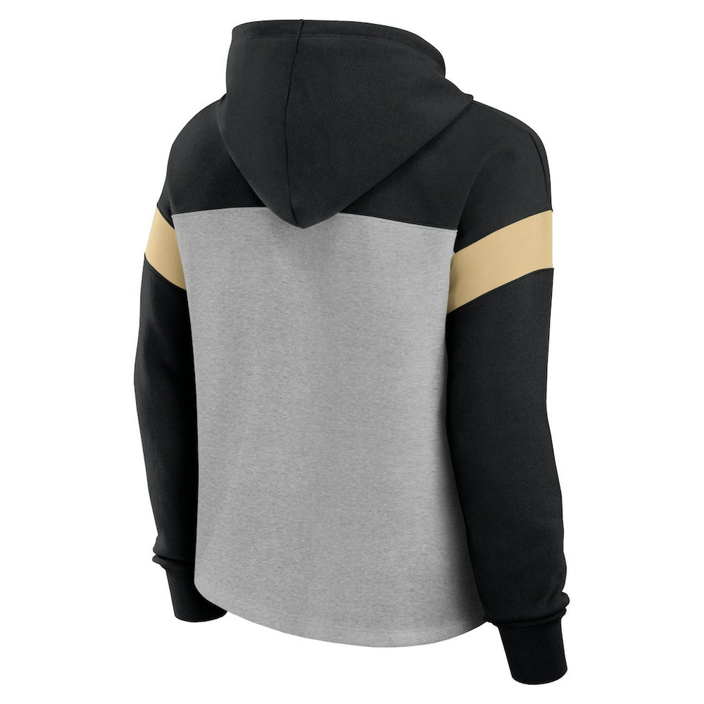 New Orleans Saints Women's Bold Play Call Pullover Hoodie - Heather Gray/Black on sale
