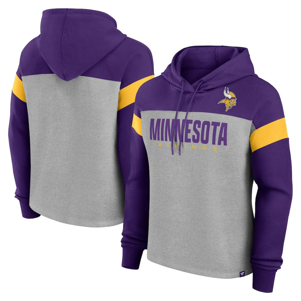 Minnesota Vikings Women's Bold Play Call Pullover Hoodie - Heather Gray/Purple outlet