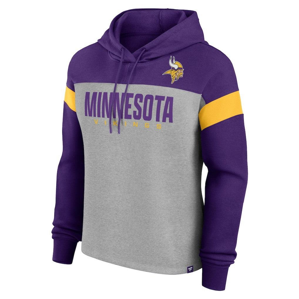 Minnesota Vikings Women's Bold Play Call Pullover Hoodie - Heather Gray/Purple outlet