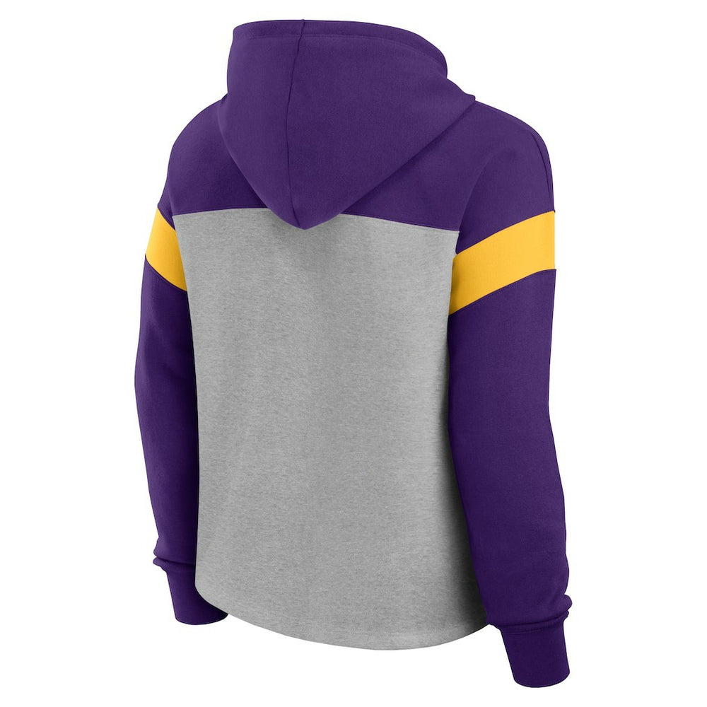 Minnesota Vikings Women's Bold Play Call Pullover Hoodie - Heather Gray/Purple outlet