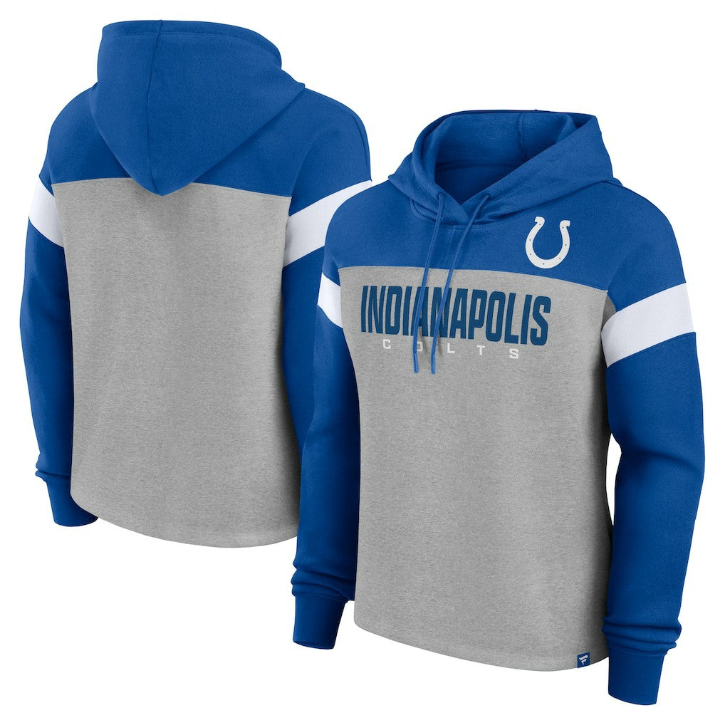 Indianapolis Colts Women's Bold Play Call Pullover Hoodie - Heather Gray/Royal outlet
