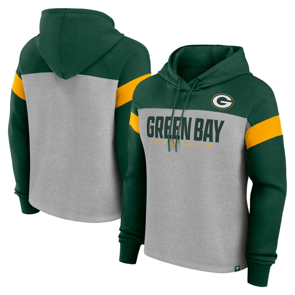 Green Bay Packers Women's Bold Play Call Pullover Hoodie - Heather Gray/Green on sale