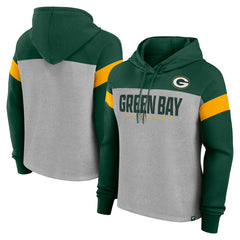 Green Bay Packers Women's Bold Play Call Pullover Hoodie - Heather Gray/Green on sale
