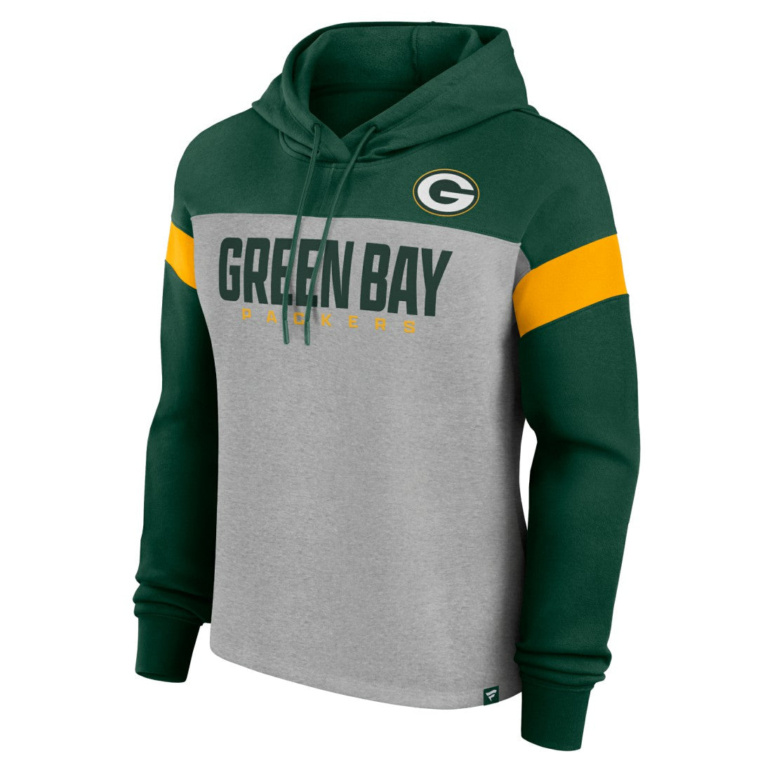 Green Bay Packers Women's Bold Play Call Pullover Hoodie - Heather Gray/Green on sale