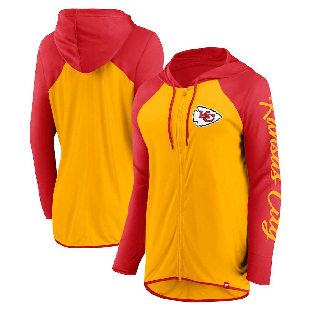 Kansas City Chiefs Women's Script Full-Zip Hoodie - Gold/Red outlet