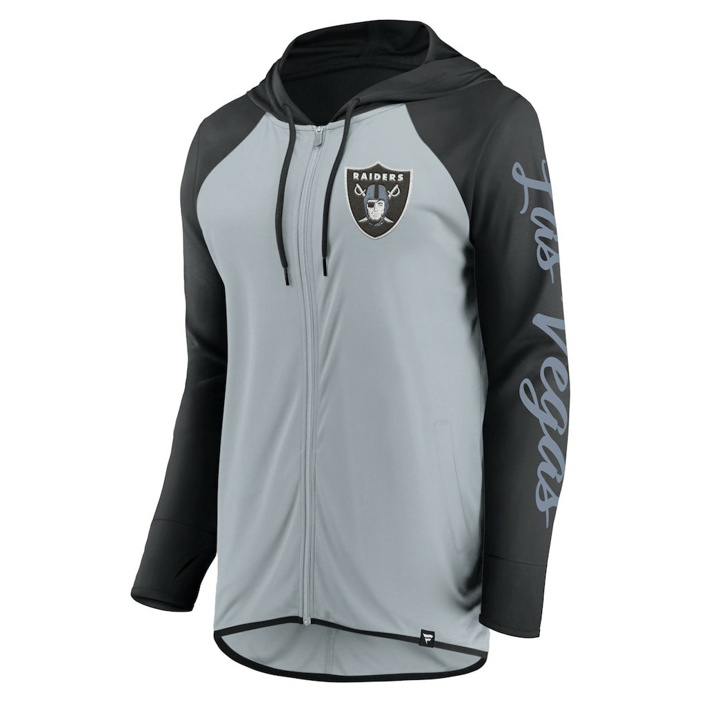 Las Vegas Raiders Women's Script Full-Zip Hoodie - Silver/Black discount
