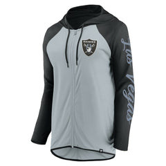 Las Vegas Raiders Women's Script Full-Zip Hoodie - Silver/Black discount