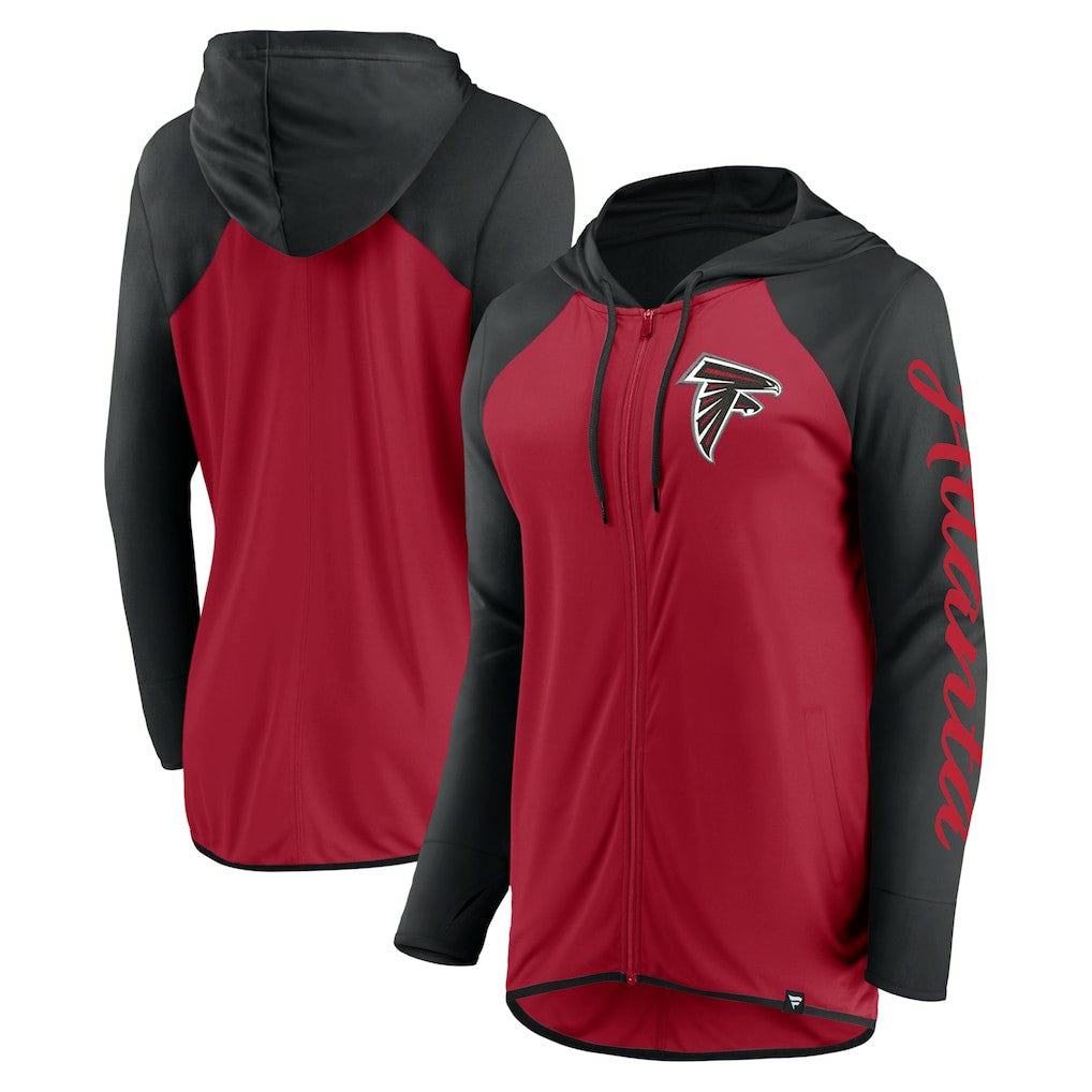Atlanta Falcons Women's Script Full-Zip Hoodie - Red/Black discount