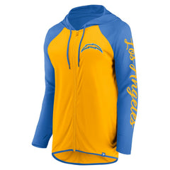 Los Angeles Chargers Women's Script Full-Zip Hoodie - Gold/Powder Blue cheap
