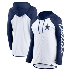 Dallas Cowboys Women's Script Full-Zip Hoodie - White/Navy cheap