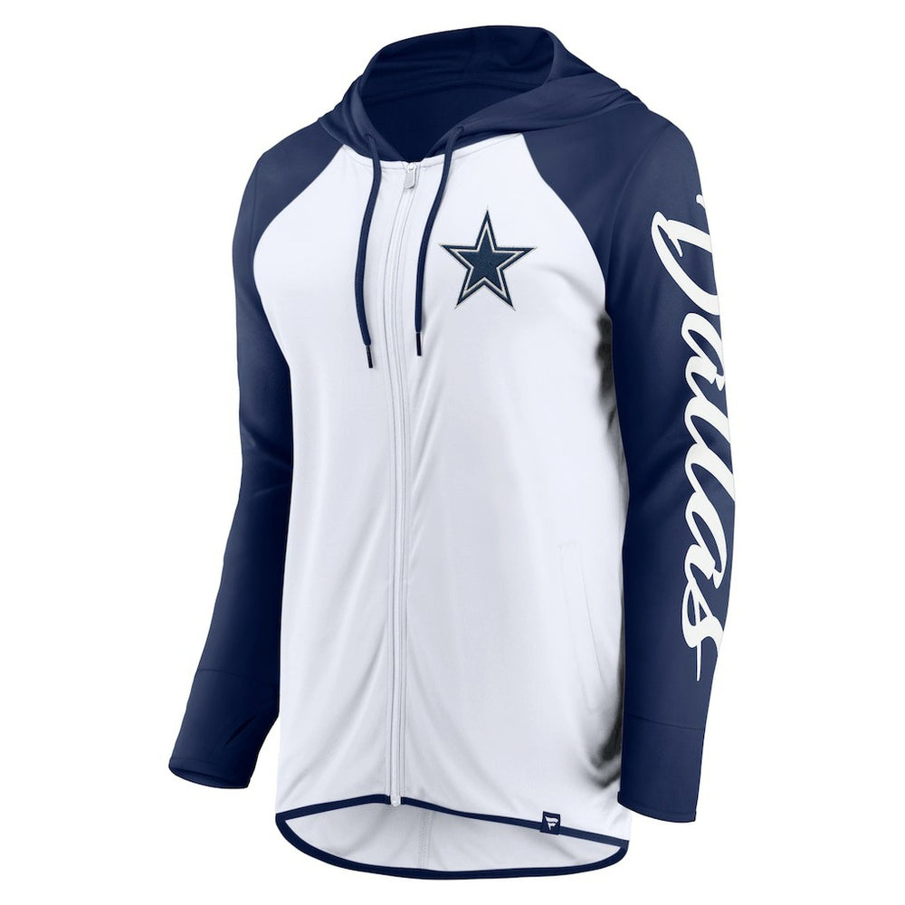 Dallas Cowboys Women's Script Full-Zip Hoodie - White/Navy cheap