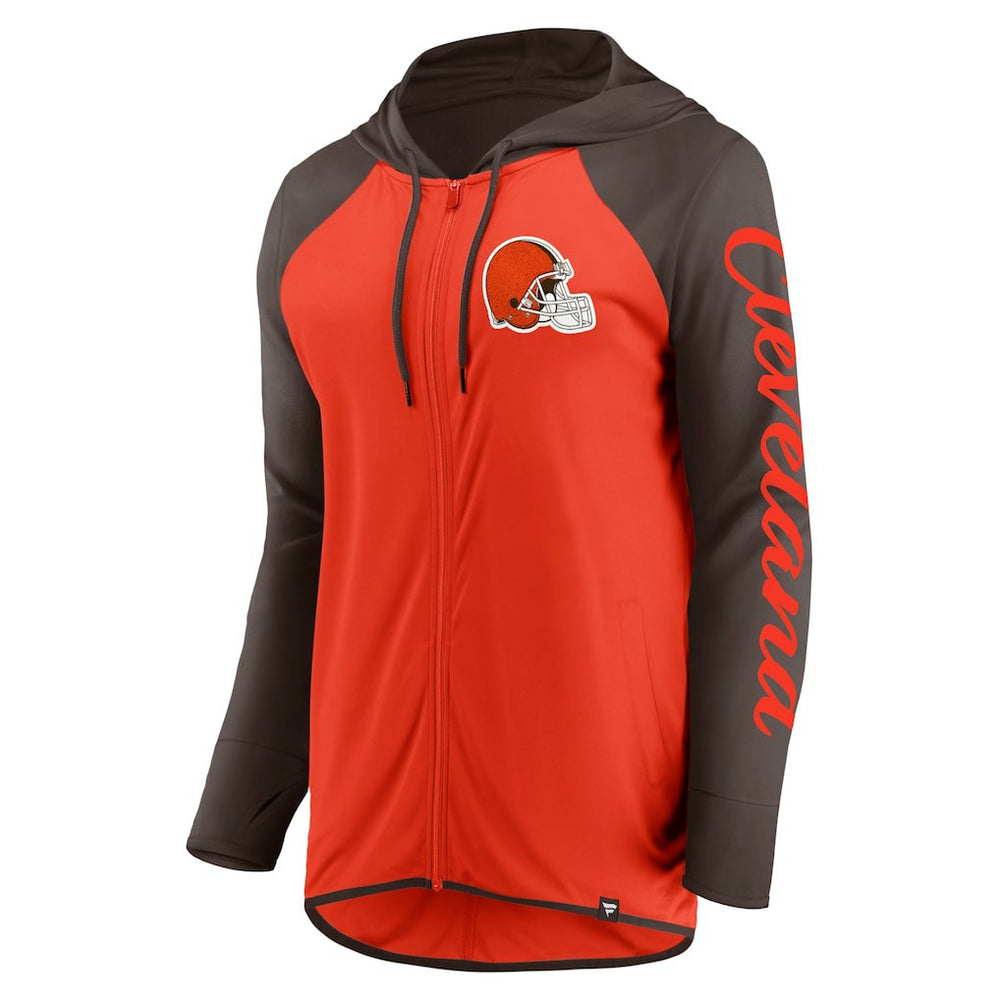 Cleveland Browns Women's Script Full-Zip Hoodie - Orange/Brown cheap