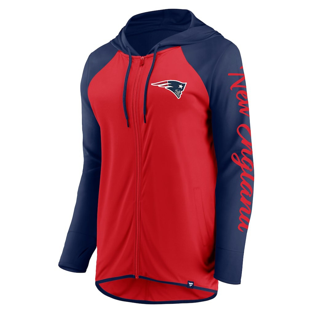 New England Patriots Women's Script Full-Zip Hoodie - Red/Navy for sale