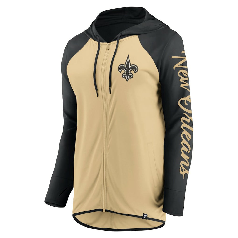 New Orleans Saints Women's Script Full-Zip Hoodie - Gold/Black on sale