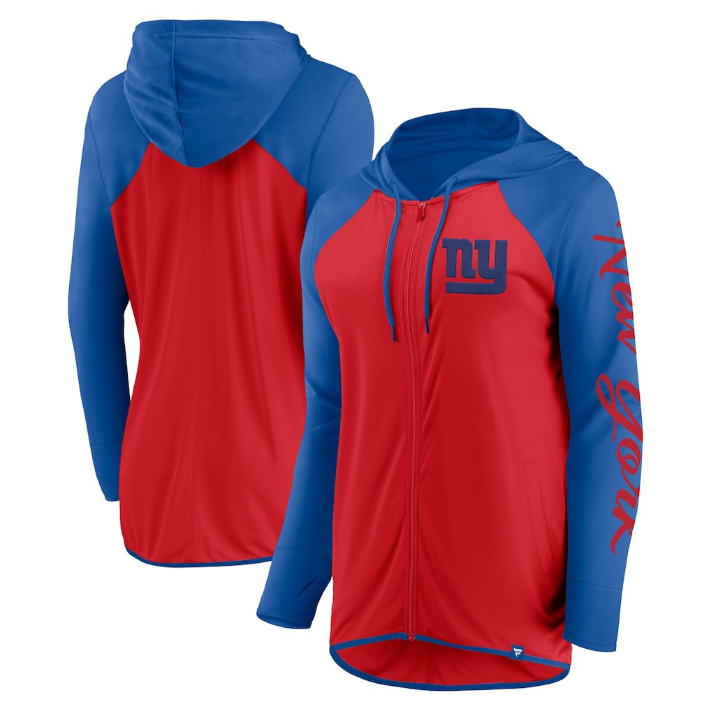 New York Giants Women's Script Full-Zip Hoodie - Red/Royal on sale