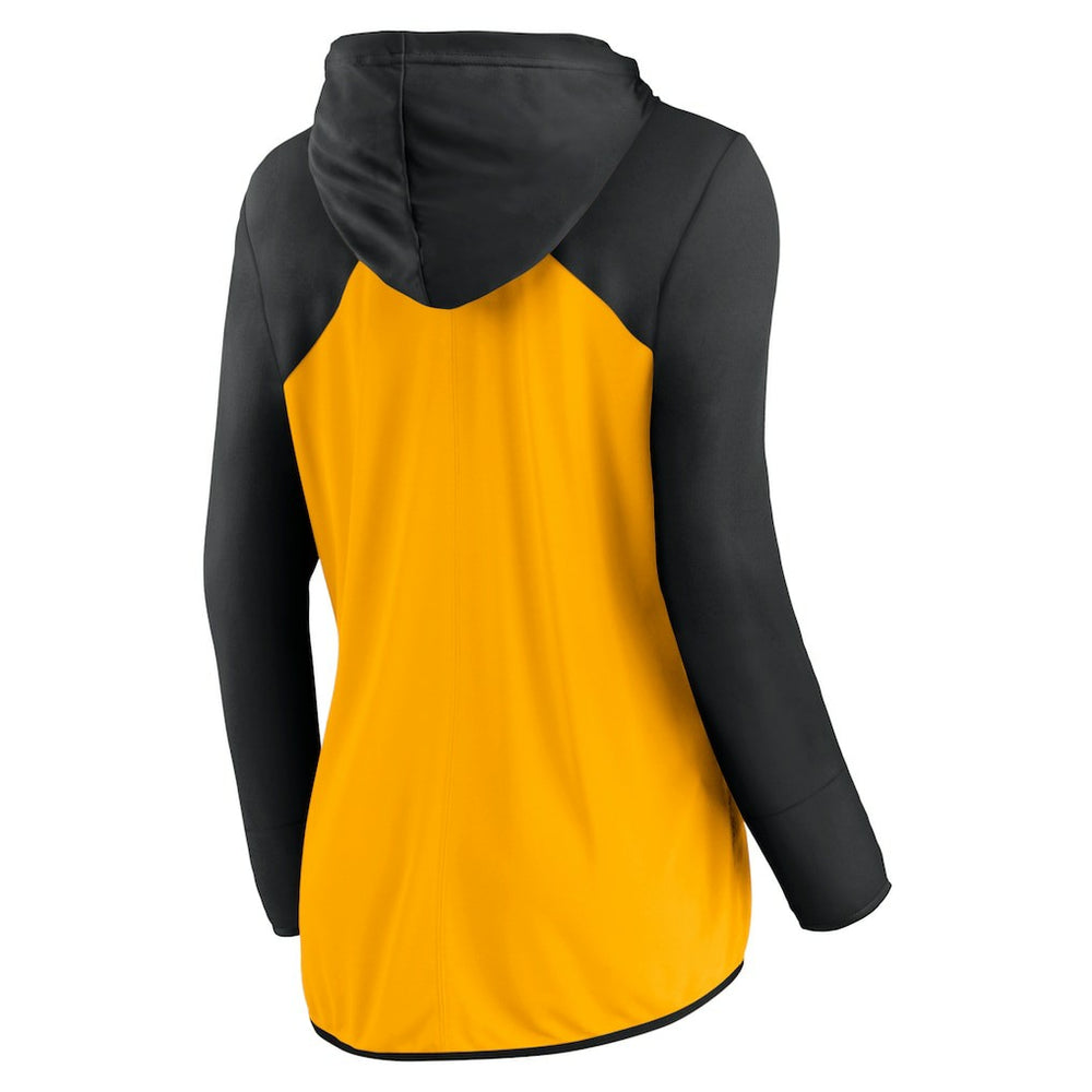 Pittsburgh Steelers Women's Script Full-Zip Hoodie - Gold/Black discount
