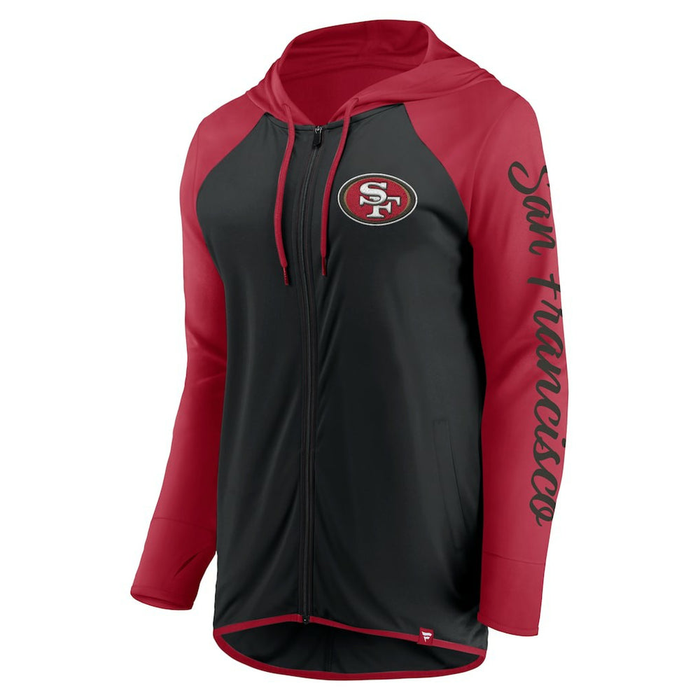 San Francisco 49ers Women's Script Full-Zip Hoodie - Black/Scarlet online
