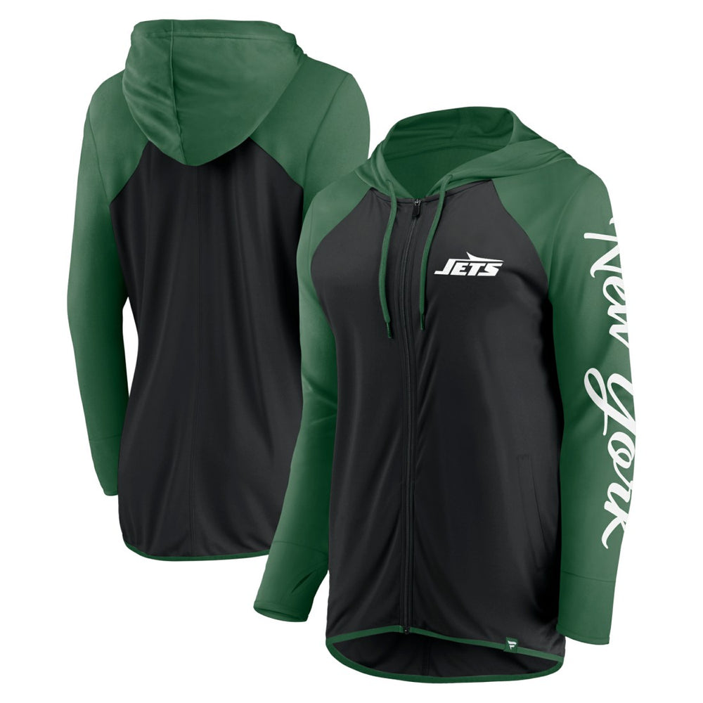 New York Jets Women's Script Full-Zip Hoodie - Black/Green on sale