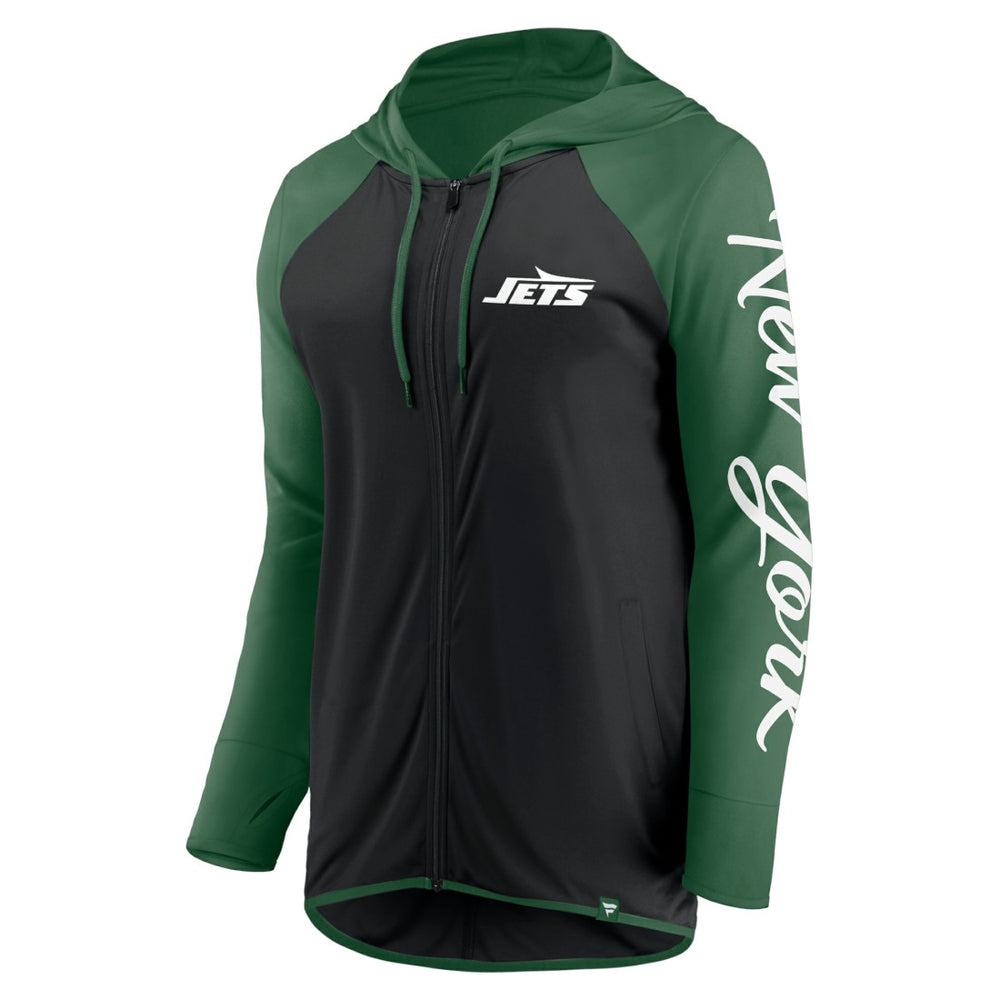 New York Jets Women's Script Full-Zip Hoodie - Black/Green on sale