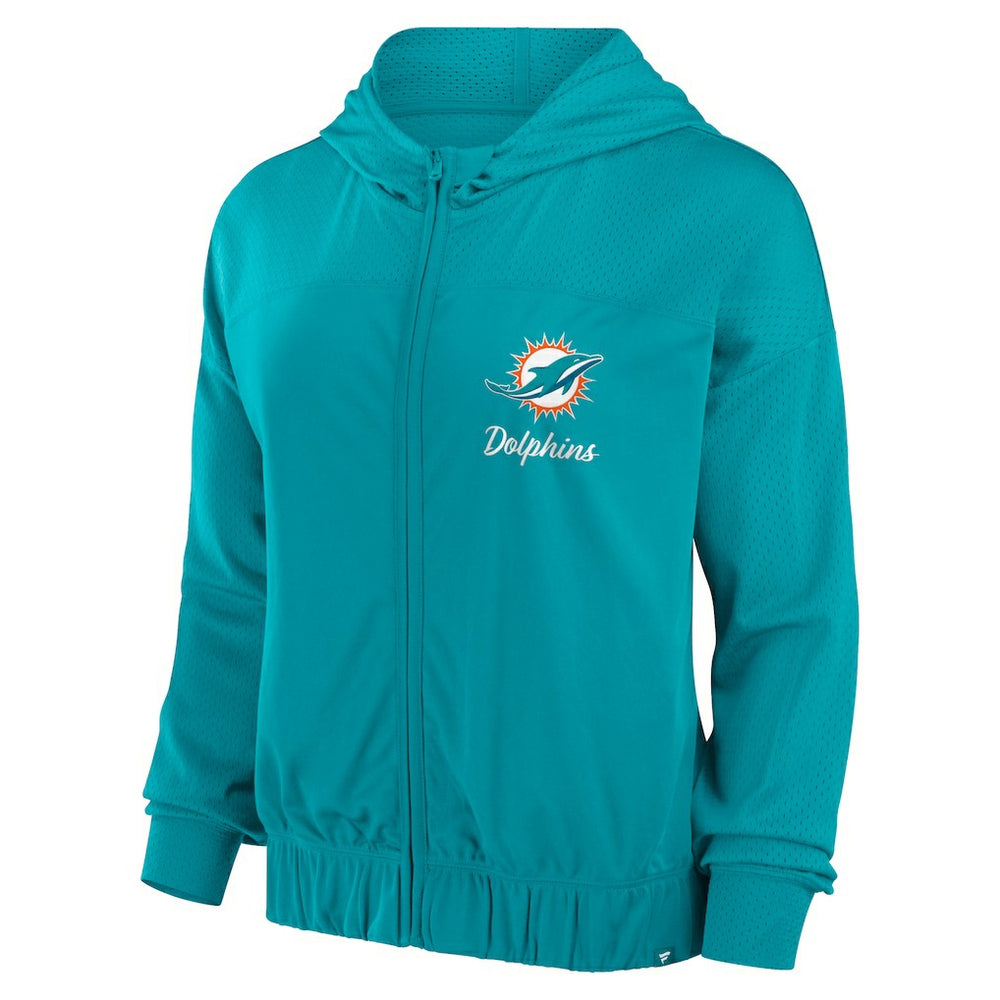 Miami Dolphins Women's Script Lock Full-Zip Hoodie - Aqua discount