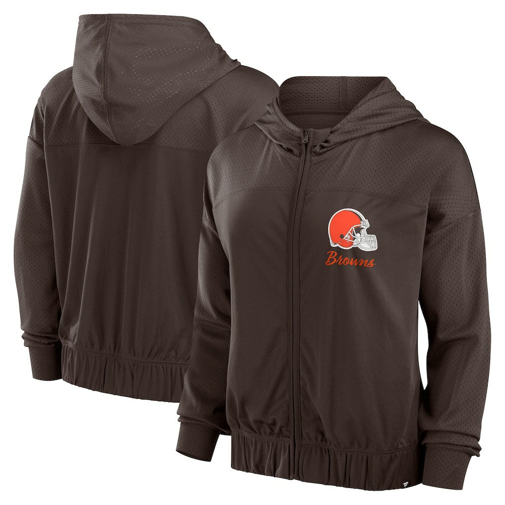 Cleveland Browns Women's Script Lock Full-Zip Hoodie - Brown outlet