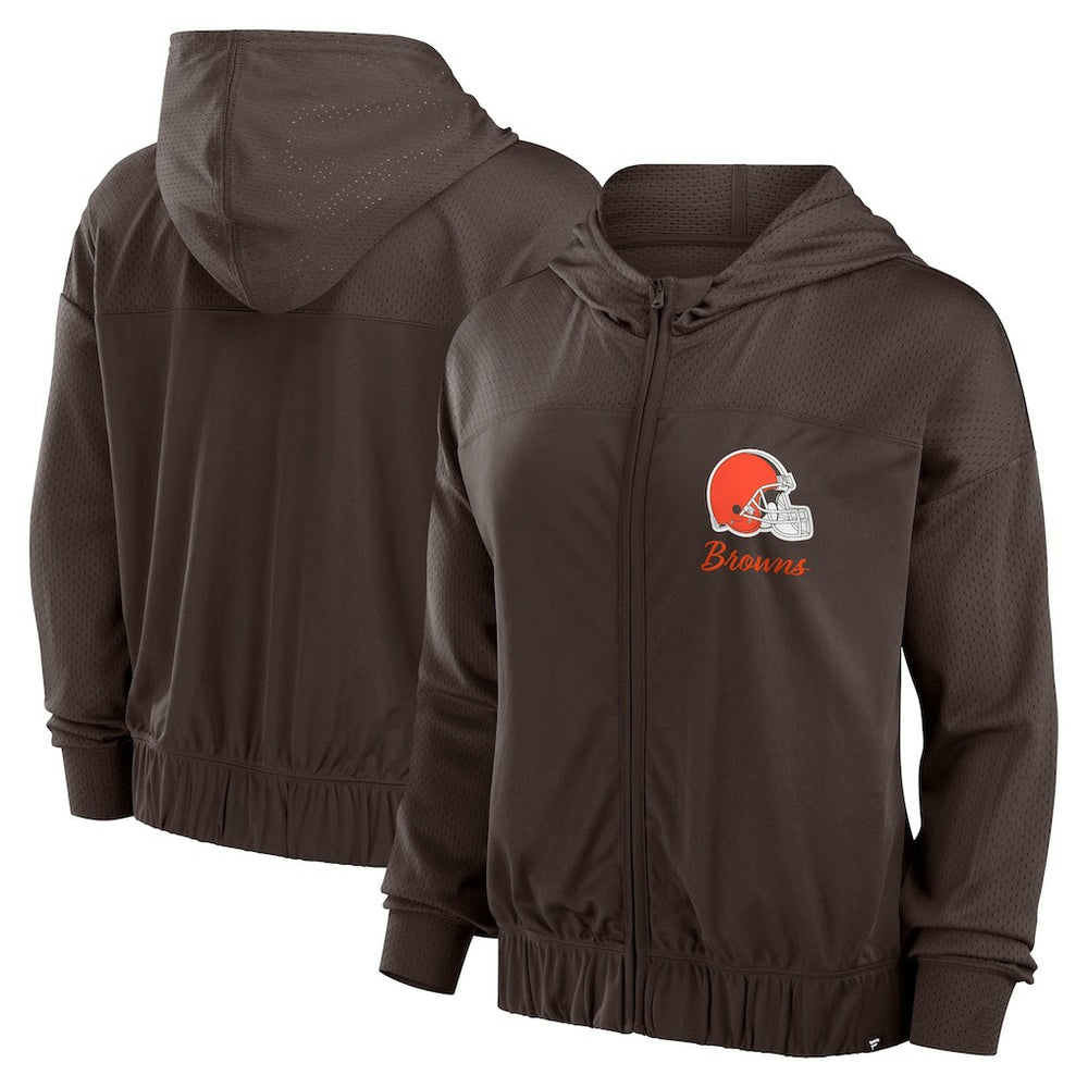 Cleveland Browns Women's Script Lock Full-Zip Hoodie - Brown outlet