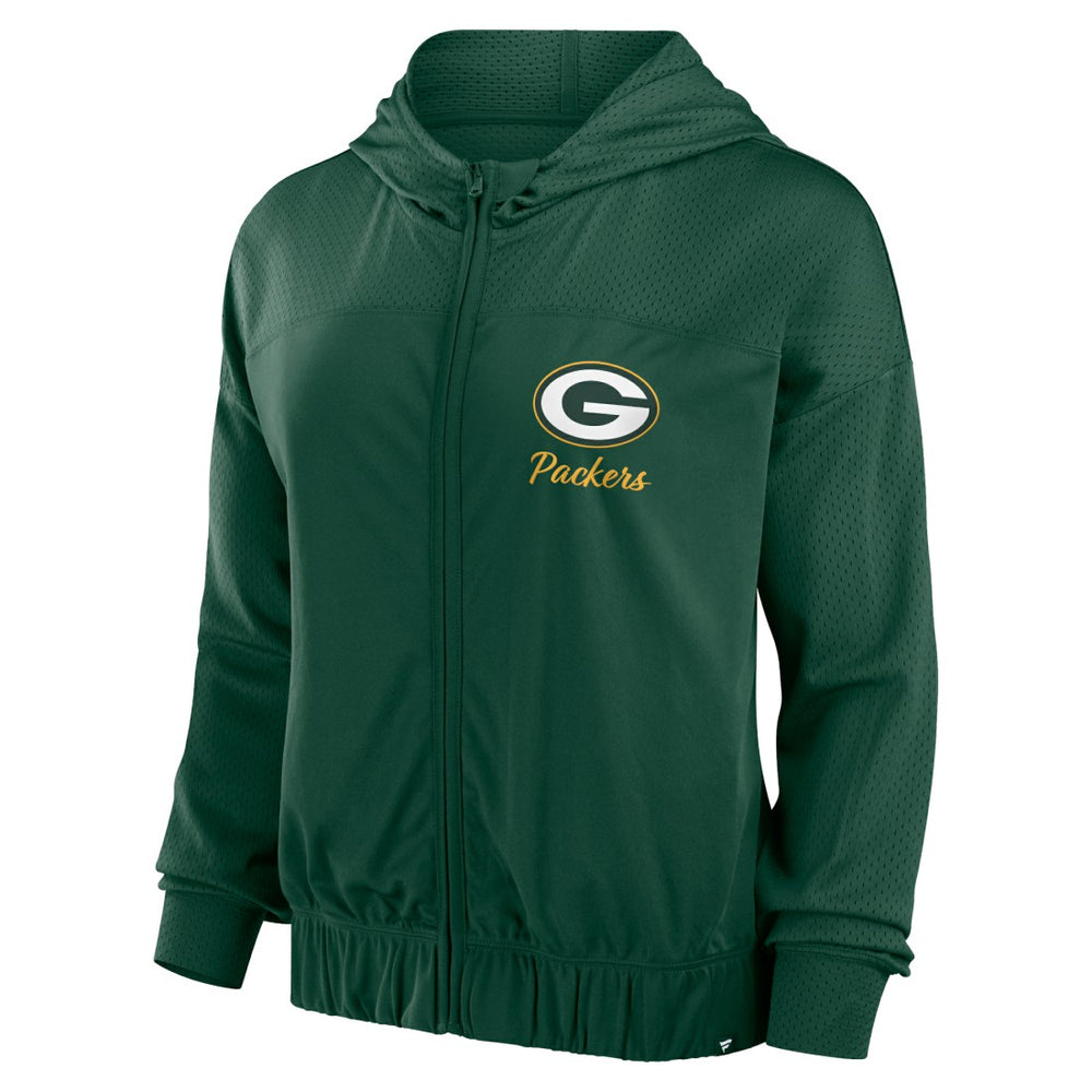 Green Bay Packers Women's Script Lock Full-Zip Hoodie - Green for sale